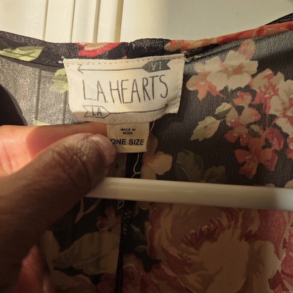 La Hearts Floral Lace-Trim Kimono Robe - Picture 4 of 6